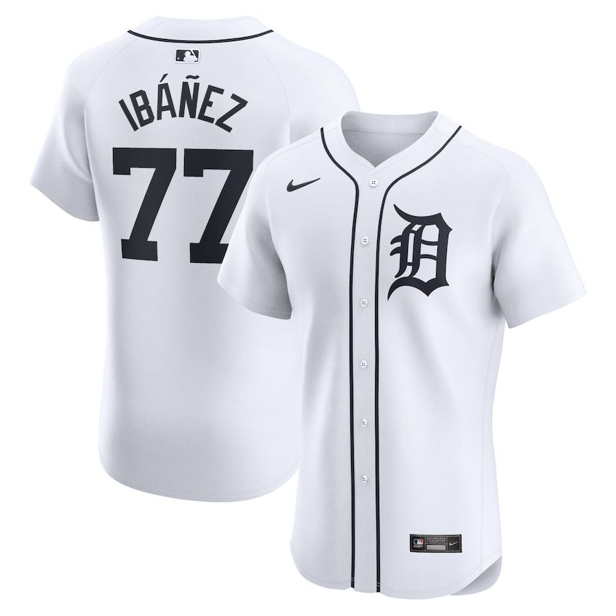 Men Detroit Tigers #77 Andy Ibanez Nike White Home Elite Player MLB Jersey